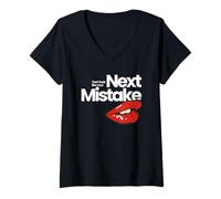 Womens Dare to Risk: 'Your Next Mistake' Graphic Red Lips Flirt V-Neck T-Shirt