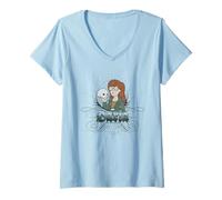 Womens Daria Y2K Goth Daria with Skull Retro Cartoon V-Neck T-Shirt