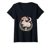 Women's Dark Academia Capybara Resting Under a Magical Night Star V-Neck T-Shirt