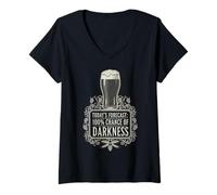 Women's Dark Beer Forecast 100% Darkness Stout Lover V-Neck T-Shirt