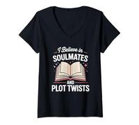 Women's Dark Romance Book Men Women Believe Soulmates Plot Twists V-Neck T-Shirt