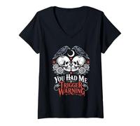 Womens Dark Romance Booktok You Had Me at Trigger Warning V-Neck T-Shirt