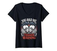 Womens Dark Romance Booktok You Had Me at Trigger Warning V-Neck T-Shirt