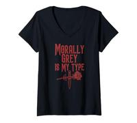 Women's Dark Romance Reader Morally Grey is My Type V-Neck T-Shirt
