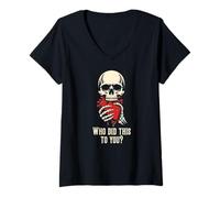Women's Dark Romance Reader Trope Skull Who Did This to You V-Neck T-Shirt