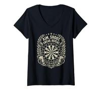 Women's Dart Player Dart Board One Dart Competition Arrow Darting V-Neck T-Shirt