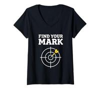 Womens Darts Bullseye Target Find Your Mark Design V-Neck T-Shirt