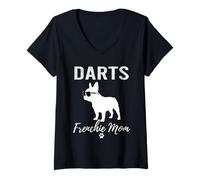 Womens Darts Frenchie Mom T-Shirt Funny Darter Dog Lover Gift Mama V-Neck T-Shirt
