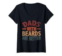 Women's Das with Beards Funny Fathers Day Proud Father Husband Daddy V-Neck T-Shirt