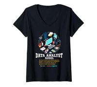 Women's Data Analyst Big Tech Big Data Science SQL Reporting Compute V-Neck T-Shirt