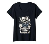 Women's Data Analyst Bringing Dashboard Calm to Data Storms V-Neck T-Shirt