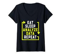 Women's Data Analyst Humor Eat Sleep Analyze Data Repeat Statistics V-Neck T-Shirt