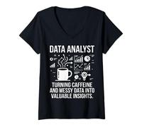 Women's Data Analyst Turning Caffeine into Insights Chart Graphic V-Neck T-Shirt