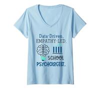 Women's Data-Driven Empathy-Led School Psychologist Brain Graphic V-Neck T-Shirt