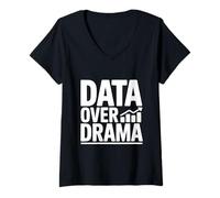 Womens Data Over Drama Science for Nerdy Enthusiasts V-Neck T-Shirt