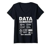 Women's Data Scientist Warning Label Statistics Analytics Humor V-Neck T-Shirt