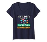 Women's Data Scientists Can Data Engineering Database Admin V-Neck T-Shirt, Navy Blue, X-Large