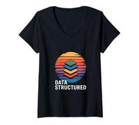 Womens Data Structured Algorithm Geometric V-Neck T-Shirt