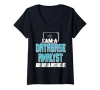 Womens Database Analyst Awesome Life Proud Statement V-Neck T-Shirt