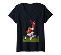 Women's David Beckham Scholes Man Utd Goal 1998 Football World Cup V-Neck T-Shirt