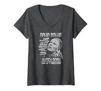 Women's David Bowie - Hunky Dory V-Neck T-Shirt, Dark Heather Grey, Large