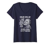 Women's David Bowie - Hunky Dory V-Neck T-Shirt, Navy Blue, Small