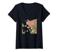 Womens David Bowie Let's Dance Pink and Gold V-Neck T-Shirt
