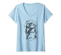 Womens David Bowie - Lightning V-Neck T-Shirt
