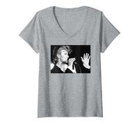 Women's David Bowie Press Photo Glass Spider Tour 1987 V-Neck T-Shirt