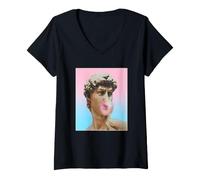 Women's David Michelangelo red Bubble V-Neck T-Shirt