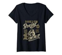 Womens David's Gym Boxing MMA Retro Design for the Name David V-Neck T-Shirt