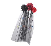 Womens Day Of The Deads Headpiece Halloween Costume Headpiece Mexicans Florals Crowns Rose Headband With Black Veils Halloween Dia De Los Muerto Party Costume