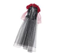 Womens Day Of The Deads Headpiece Halloween Costume Headpiece Mexicans Florals Crowns Rose Headband With Black Veils Halloween Dia De Los Muerto Party Costume