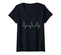 Women's Day Trading Candlestick Heartbeat Chart - Traders Investors V-Neck T-Shirt