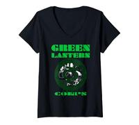 Women's DC Comics Green Lantern Corps 70s Pop Art Graffiti Drip Ring V-Neck T-Shirt
