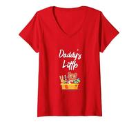 Women's DDLG ABDL Daddy's Little Bear Basket CG/L ageplay V-Neck T-Shirt, Red, X-Large