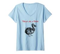 Womens Dead As A Dodo (Funny Saying) (Graphic) V-Neck T-Shirt