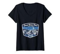 Women's Dead Horse Point State Park Utah Canyon River Night Sky V-Neck T-Shirt