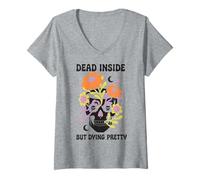 Womens Dead Inside But Dying Pretty Halloween Boho V-Neck T-Shirt