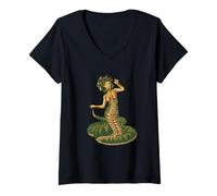Womens Deadly Gorgon with a Petrifying Gaze - Medusa V-Neck T-Shirt