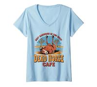 Women's Deae Horse Cafe We Grill It Best Barbeque in The West V-Neck T-Shirt