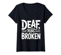 Women's Deaf Community Member Not Broken ASL V-Neck T-Shirt