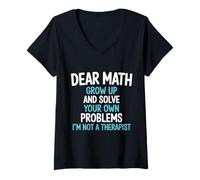 Womens Dear Algebra Funny Math Teacher Student Humor Design V-Neck T-Shirt