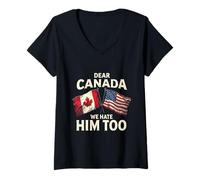 Womens Dear Canada We Hate Him Too V-Neck T-Shirt