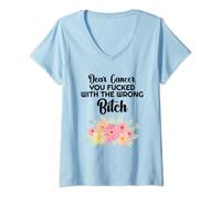 Womens Dear Cancer you picked the wrong Bitch Inspirational Gift V-Neck T-Shirt