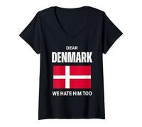 Women's Dear Denmark We Hate Him Greenland Not for Sale Danish Men V-Neck T-Shirt