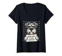 Women's Dear Mom, I Can Explain - Schnauzer Lover Schnauzer Owner V-Neck T-Shirt