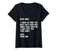 Women's Dear Mom Quote Funny Humor Joke from Son V-Neck T-Shirt