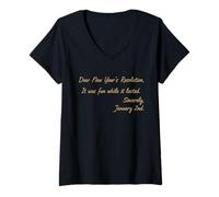 Womens Dear New Years Resolution It was Fun While It Lasted Graphic V-Neck T-Shirt