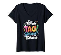 Women's Dear Parents Tag You're It Hello Summer Elementary School V-Neck T-Shirt